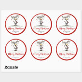 Playful funny deer sticker red green doodle style (Blatt)
