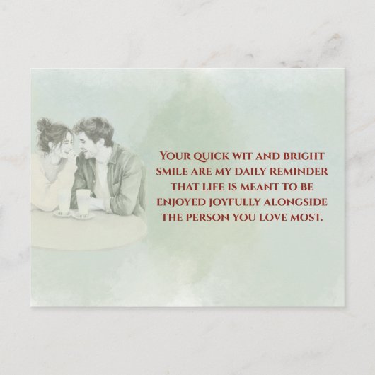 Playful & Funny Love Quote Postcard | Laughing Cou Postkarte (Vorderseite)