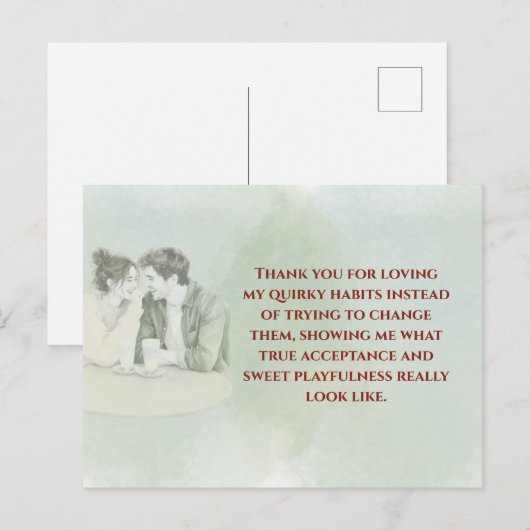Playful & Funny Love Quote Postcard | Laughing Cou Postkarte (Vorne/Hinten)