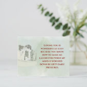 Playful & Funny Love Quote Postcard | Laughing Cou Postkarte (Stehend Vorderseite)