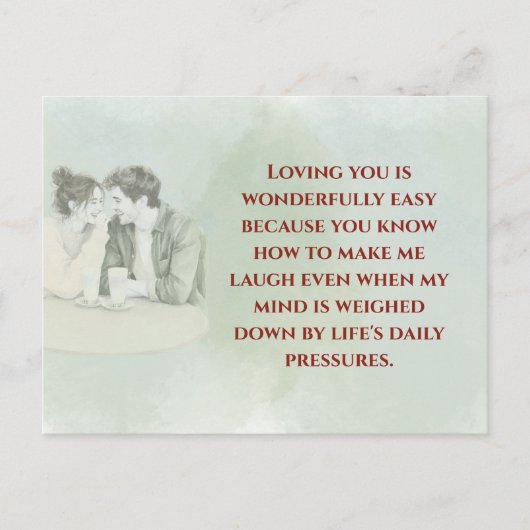 Playful & Funny Love Quote Postcard | Laughing Cou Postkarte (Vorderseite)