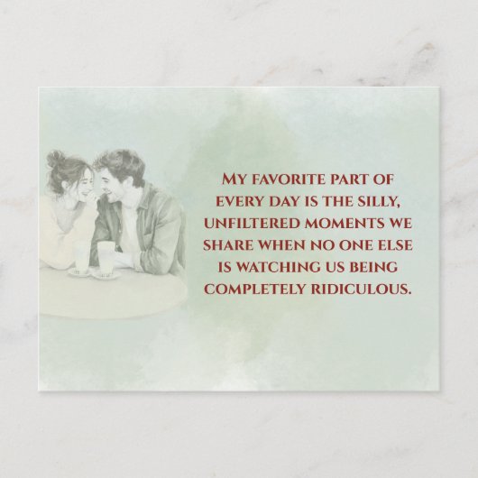 Playful & Funny Love Quote Postcard | Laughing Cou Postkarte (Vorderseite)