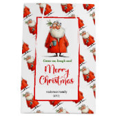 Playful funny Santa Claus minimalist festive Mittlere Geschenktüte (Rückseite)