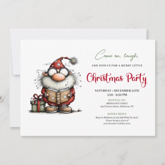 Playful Funny Santa Claus Party Digital Invitation Einladung (Vorderseite)