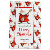 Playful funny Santa minimalist festive gift bag  Mittlere Geschenktüte (Rückseite)