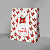 Playful funny Santa minimalist festive gift bag Mittlere Geschenktüte