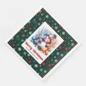 Playful funny snowman with snowflakes kids napkins serviette (Ecke)