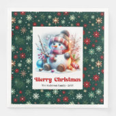 Playful funny snowman with snowflakes kids napkins serviette (Vorderseite)