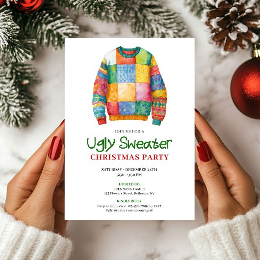 Playful funny ugly sweater party invitation einladung