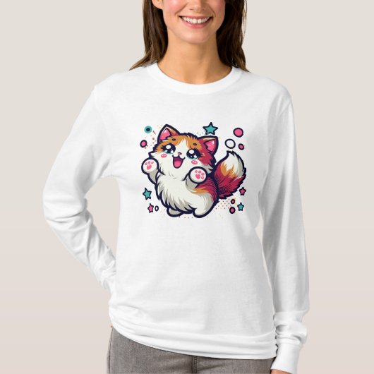 Playful Furry Cat T-Shirt (Vorderseite)
