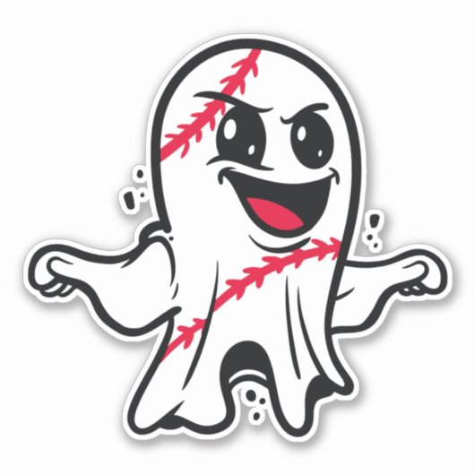 PLAYFUL GHOST HALLOWEEN BASEBALL AUFKLEBER (Vorderseite)