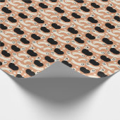 Playful Ghosts and Pumpkins on Black – Halloween Geschenkpapier (Ecke)