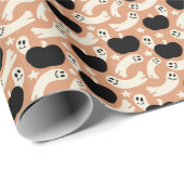 Playful Ghosts and Pumpkins on Black – Halloween Geschenkpapier (Rolleneckpunkt)