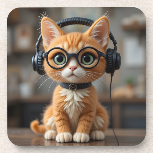 Playful Ginger Cat Getränkeuntersetzer (Vorderseite)