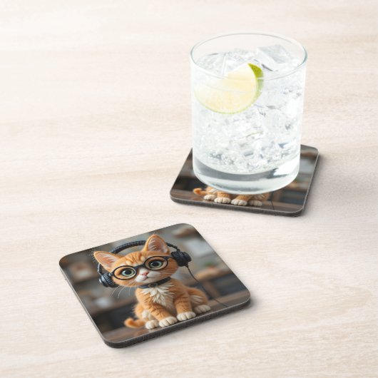 Playful Ginger Cat Getränkeuntersetzer (Rechte Seite)