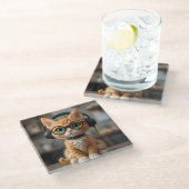 Playful Ginger Cat Glasuntersetzer (Schrägansicht)