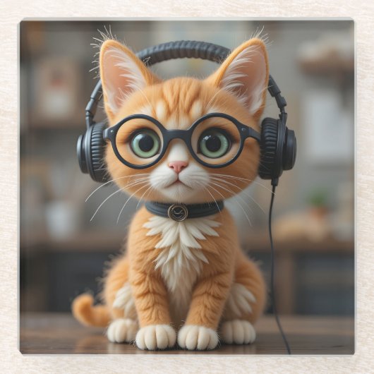 Playful Ginger Cat Glasuntersetzer (Vorderseite)