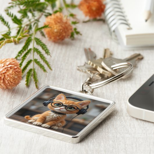 Playful Ginger Cat Schlüsselanhänger (Seite)