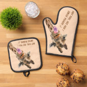 Playful Giraffe Custom Text Funny Ofenhandschuh & Topflappen-Set (Oben Unten)