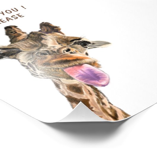 Playful Giraffe Custom Text Funny Poster Print (Ecke)