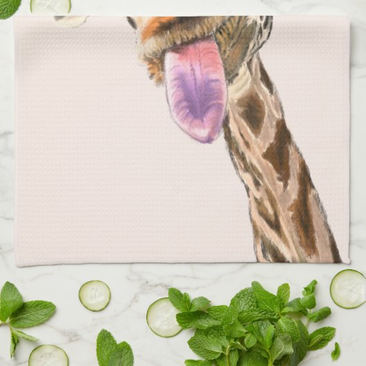 Playful Giraffe Funny Kittuch Geschirrtuch (Gefaltet)