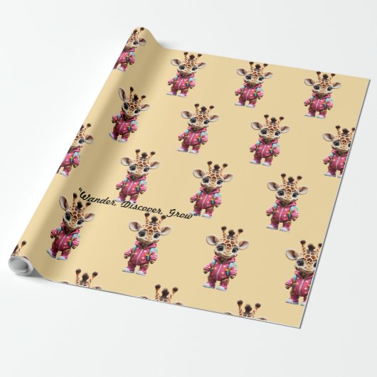 "Playful Giraffe Stroll" Geschenkpapier (Ungerollt)