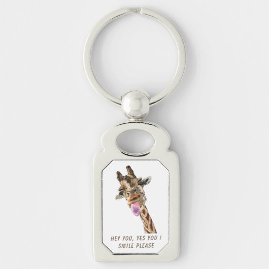 Playful Giraffe Tongue Out Keychain Smile Schlüsselanhänger (Vorderseite)