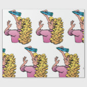 Playful Girl with Crayon Geschenkpapier (Flach)