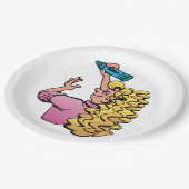 Playful Girl with Crayon Pappteller (Schrägansicht)