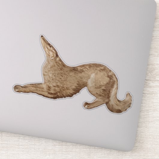Playful Gold Borzoi Die Vinyl Sticker (Detail)
