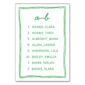 Playful Gre Doodle Alphabet Seating Chart Tischnummer (Vorderseite)