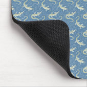 Playful Green Alligator Paisley on Blue Mousepad (Ecke)