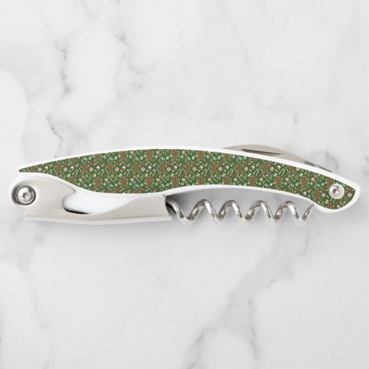 Playful Green Festive Gingerbread Candy Pattern Kellnermesser (Vorderseite)