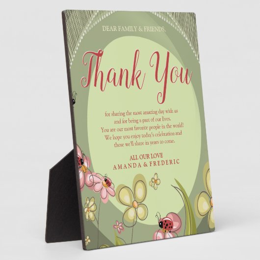 Playful Green & Lady Vogel Vielen Dank Fotoplatte (Seite)