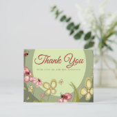 Playful Green & Lady Vogel Vielen Dank Postkarte (Stehend Vorderseite)