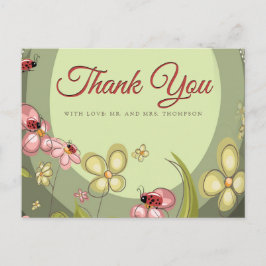 Playful Green & Lady Vogel Vielen Dank Postkarte