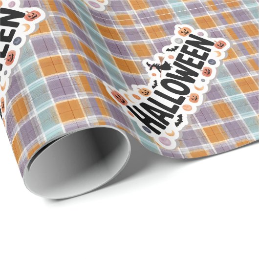 Playful Halloween Plaid Geschenkpapier (Rolleneckpunkt)