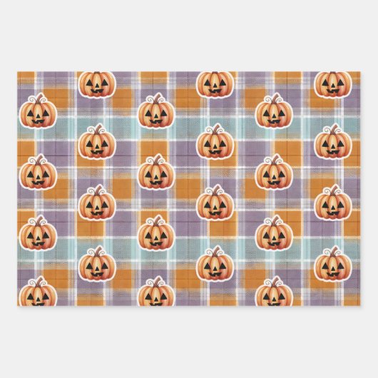 Playful Halloween Plaid Geschenkpapier Set (Vorderseite 3)