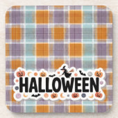 Playful Halloween Plaid Hard Getränkeuntersetzer (Vorderseite)