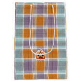 Playful Halloween Plaid Mittlere Geschenktüte (Rückseite)