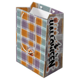 Playful Halloween Plaid Mittlere Geschenktüte