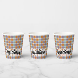 Playful Halloween Plaid Pappbecher