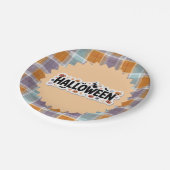 Playful Halloween Plaid Pappteller (Schrägansicht)