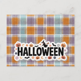 Playful Halloween Plaid Postkarte