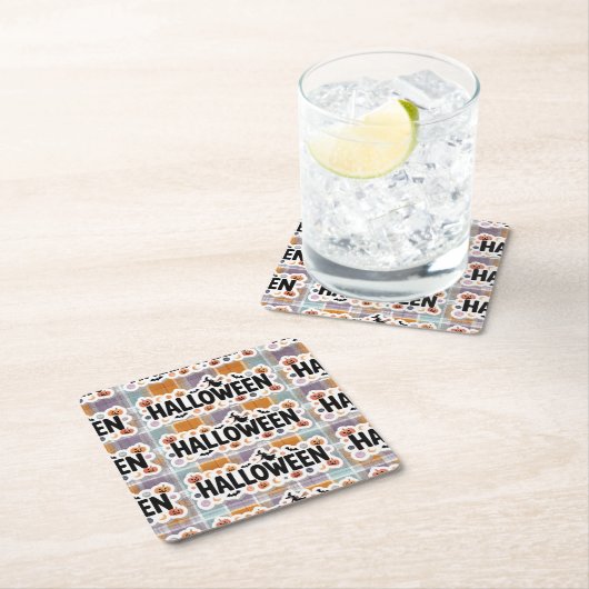 Playful Halloween Plaid Rechteckiger Pappuntersetzer (Vor Ort)