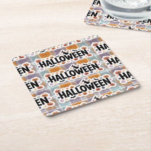 Playful Halloween Plaid Rechteckiger Pappuntersetzer (angewinkelt)