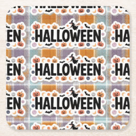 Playful Halloween Plaid Rechteckiger Pappuntersetzer