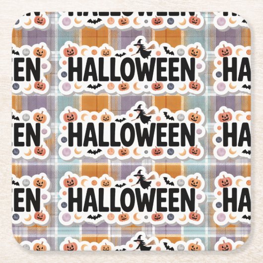 Playful Halloween Plaid Rechteckiger Pappuntersetzer (Vorderseite)