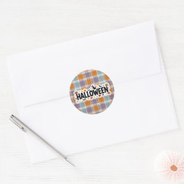 Playful Halloween Plaid Runder Aufkleber