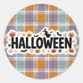 Playful Halloween Plaid Runder Aufkleber (Vorderseite)
